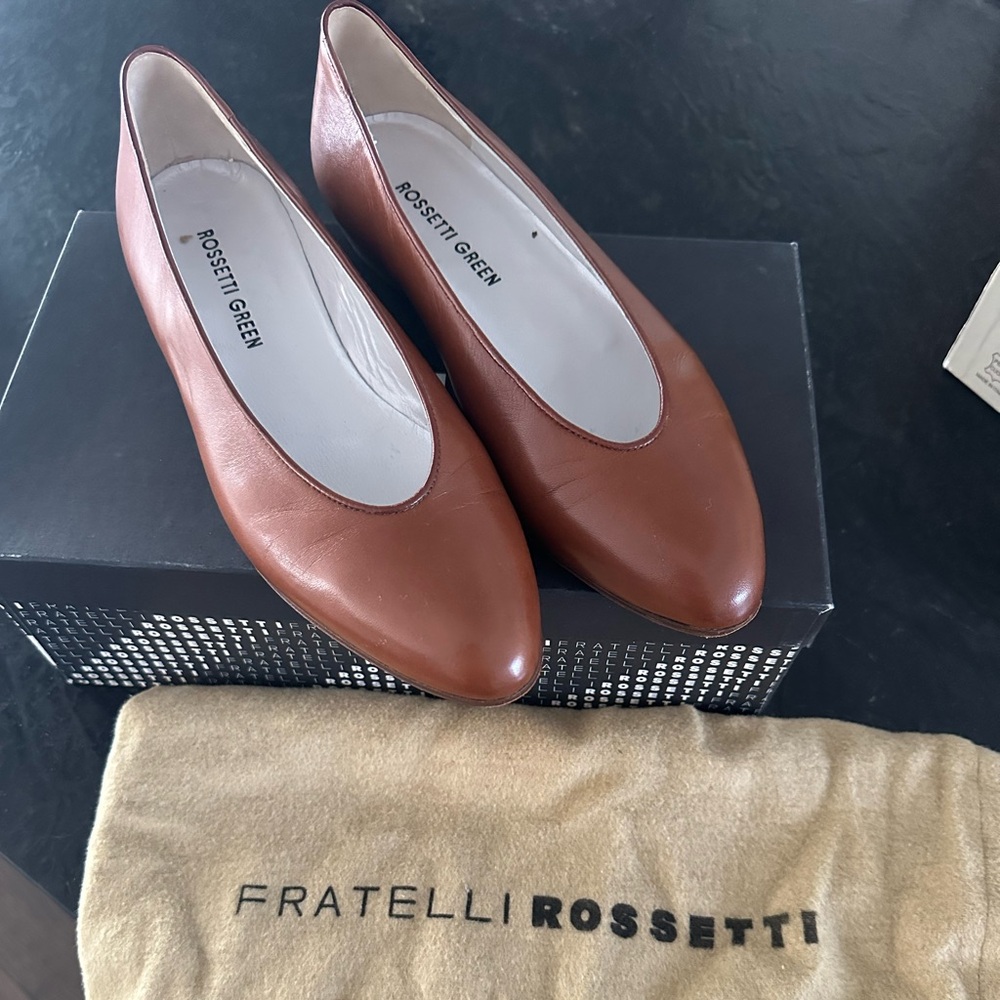 Rossetti Green brown leather flats size 7